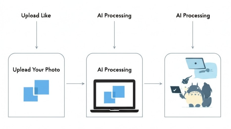 Step-by-step guide showing photo transformation process